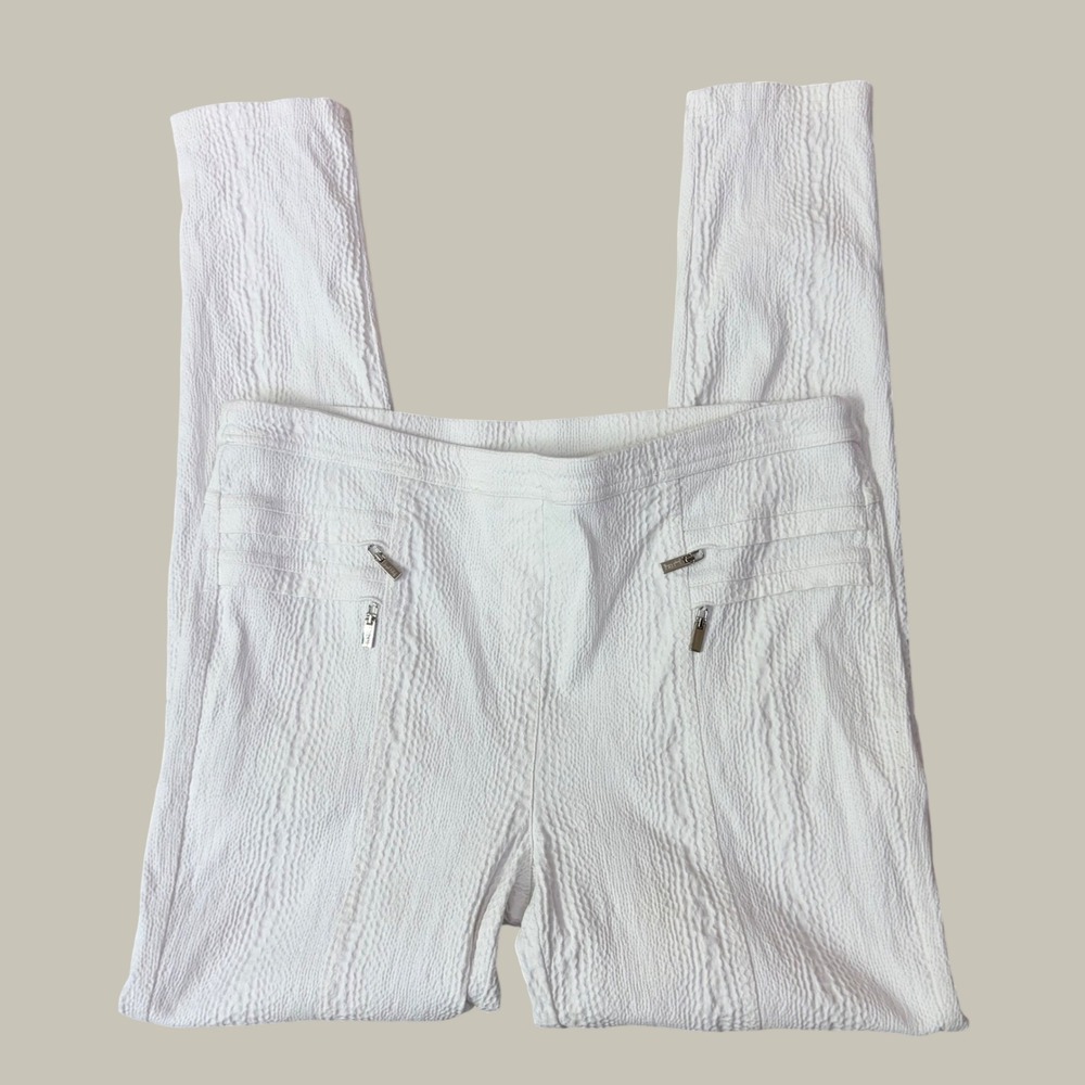 Joseph Ribkoff Slim Leg Pants Womens 16 White Textured Chic Quiet Luxury
